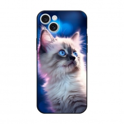 Матовый силиконовый чехол Голубоглазый котёнок на iPhone 15 Plus