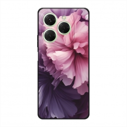 Матовый силиконовый чехол Фиолетовые бутоны на Tecno Spark 20 Pro