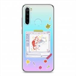 Силиконовый чехол Котик за работой рисунок на Xiaomi Redmi Note 8