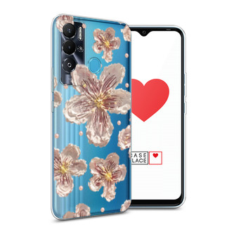 Силиконовый чехол Розовые цветы красками на Tecno Pova Neo
