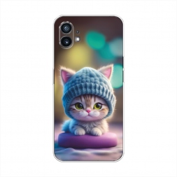 Силиконовый чехол Котик в голубой шапочке на Nothing Phone 1
