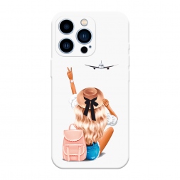 Soft touch белый Автостопом самолетом на iPhone 13 Pro