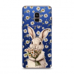 Силиконовый чехол Зайка с букетом на Samsung Galaxy A8 2018