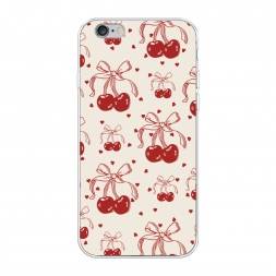 Силиконовый чехол Вишни с бантиком паттерн 1 на iPhone 6