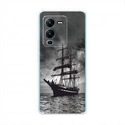 Силиконовый чехол Корабль в пасмурном море на Vivo V25 Pro 5G