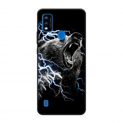 Матовый силиконовый чехол Гроза и медведь на ZTE Blade A51