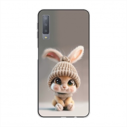 Силиконовый чехол Крольчонок в вязаной шапке на Samsung Galaxy A7 2018