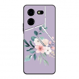 Матовый силиконовый чехол Нежный букет на фиолетовом на Tecno Pova 5 Pro 5G
