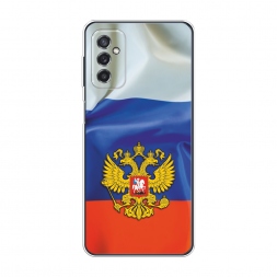 Силиконовый чехол Герб РФ на фоне флага на Samsung Galaxy M52