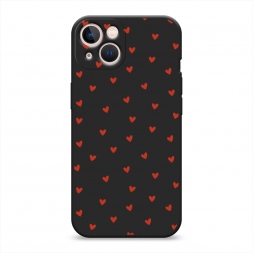 Матовый силиконовый чехол Red hearts на iPhone 13