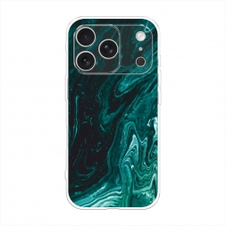 Силиконовый чехол Мрамор изумруд на iPhone 17 Pro Max