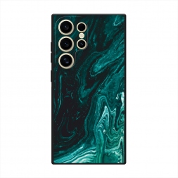 Матовый силиконовый чехол Мрамор изумруд на Samsung Galaxy S24 Ultra