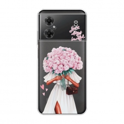 Силиконовый чехол Девушка с букетом пионов на Xiaomi Poco M4 5G
