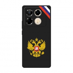 Матовый силиконовый чехол Герб РФ и лента на Infinix Note 40 Pro 4G