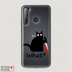 Силиконовый чехол Котик с ножом на HTC Desire 20 Pro