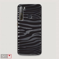 Силиконовый чехол Окрас зебры черный на HTC Desire 20 Pro