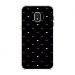 Силиконовый чехол Черный фон и сердечки на Samsung Galaxy J2 Core (2018/2020)