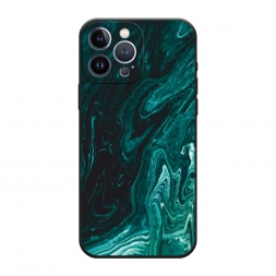Матовый силиконовый чехол Мрамор изумруд на iPhone 13 Pro Max