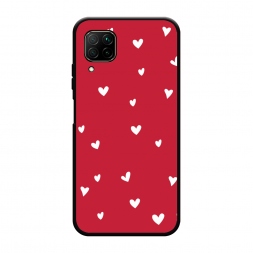 Матовый силиконовый чехол Сердечки на красном на Huawei P40 Lite