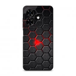 Матовый силиконовый чехол Соты красные на Tecno Spark Go 2024