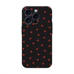 Матовый силиконовый чехол Red hearts на iPhone 15 Pro