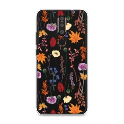 Силиконовый чехол Orange Purple flowers на Nokia X71