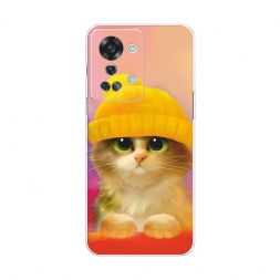 Силиконовый чехол Котенок в желтой шапке на OnePlus Nord 2T
