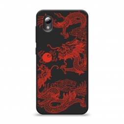 Матовый силиконовый чехол Красный азиатский дракон на ZTE Blade A3 (2019)