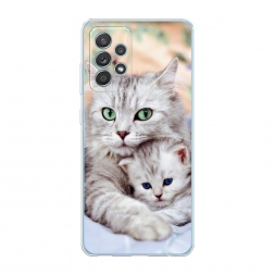 Силиконовый чехол Кошка и котёнок на Samsung Galaxy A52