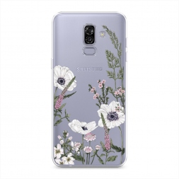 Силиконовый чехол Цветы рисунок на Samsung Galaxy J8