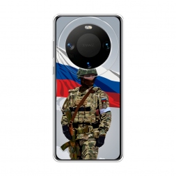 Силиконовый чехол Солдат с флагом на Huawei Mate 60