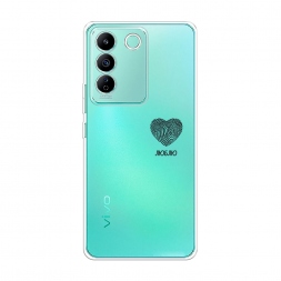 Силиконовый чехол Отпечаток сердца черный на Vivo T2 4G
