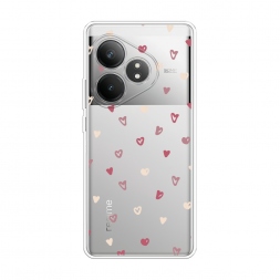 Силиконовый чехол Рисунок из сердечек на Realme GT 6T