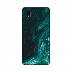 Матовый силиконовый чехол Мрамор изумруд на Samsung Galaxy A01 Core