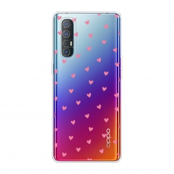 Силиконовый чехол Маленькие розовые сердечки на Oppo Reno 3 Pro