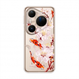 Силиконовый чехол Карпы и сакура на Huawei Pura 80 Ultra