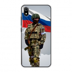 Силиконовый чехол Солдат с флагом на Xiaomi Redmi 7A