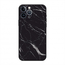Матовый силиконовый чехол Черный минерал на iPhone 13 Pro Max