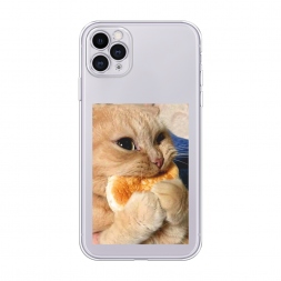 Силиконовый чехол Котик кушает на iPhone 11 Pro