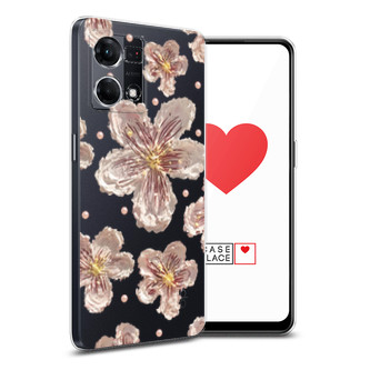 Силиконовый чехол Розовые цветы красками на Oppo Reno 8 4G