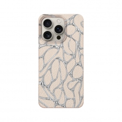 Кожаный бежевый Сетка хром на iPhone 16 Pro