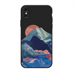 Матовый силиконовый чехол Закат в снежных горах на iPhone XS (10S)