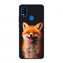 Матовый силиконовый чехол Весёлая лиса на ZTE Blade A51
