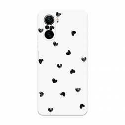 Soft touch белый Сердца на Xiaomi Poco F3