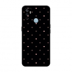Матовый силиконовый чехол Черный фон и сердечки на Oppo A53