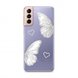 Силиконовый чехол white butterflies 2 на Samsung Galaxy S21 Plus