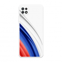 Soft touch белый Флаг России уголок на Samsung Galaxy A22s 5G