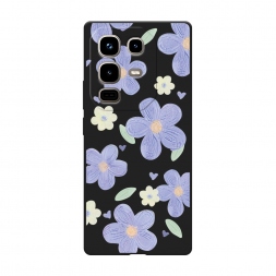 Матовый силиконовый чехол Синие цветочки рисунок на Infinix Note 50