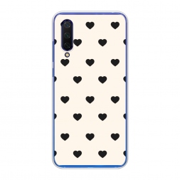 Силиконовый чехол Черные сердечки на белом на Xiaomi Mi A3 Lite