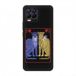 Матовый силиконовый чехол Леопард и тигр 2 на Realme 8 Pro
